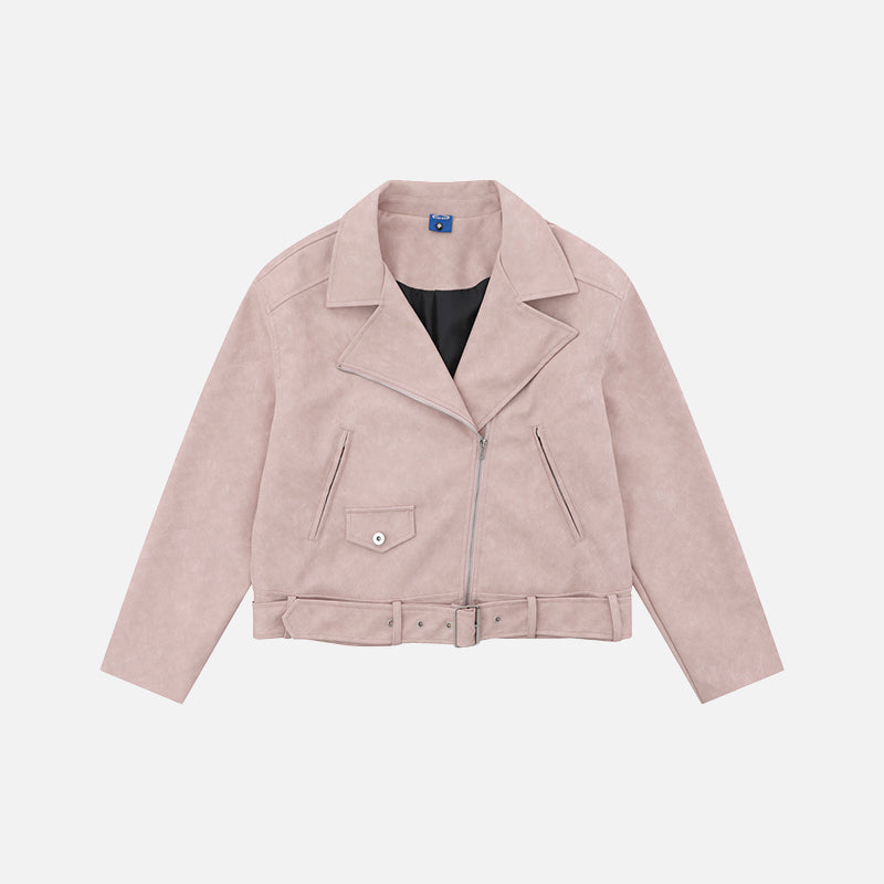 Distressed Punk Biker Leather Jacket