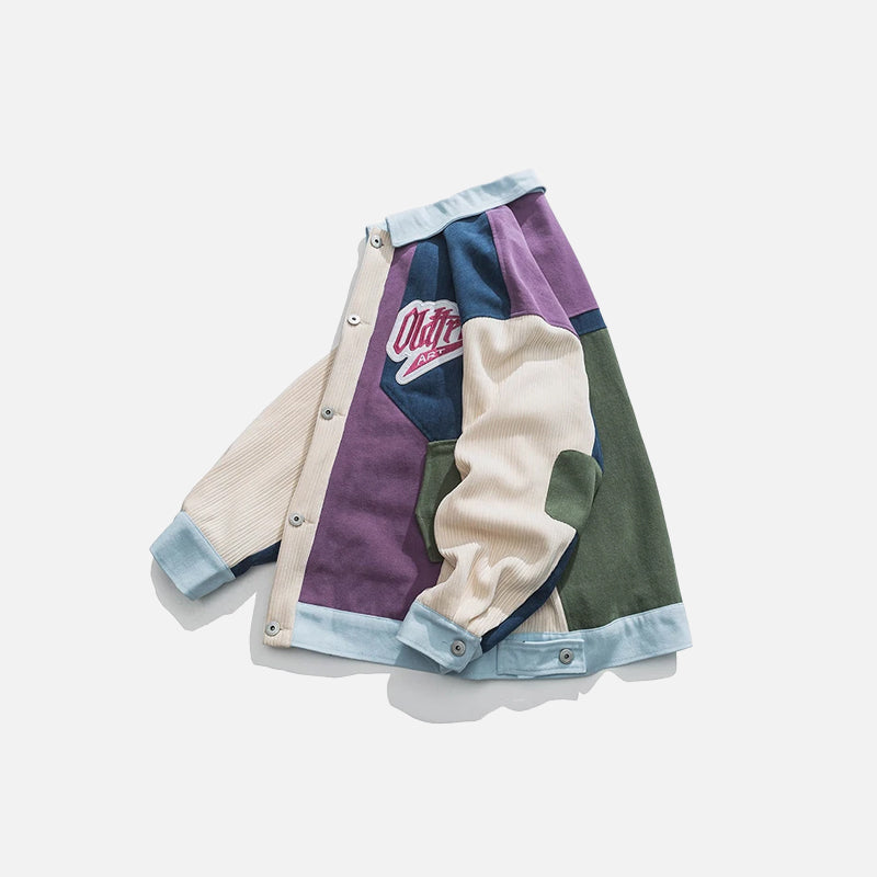 Colorful Patchwork Retro Varsity Jacket