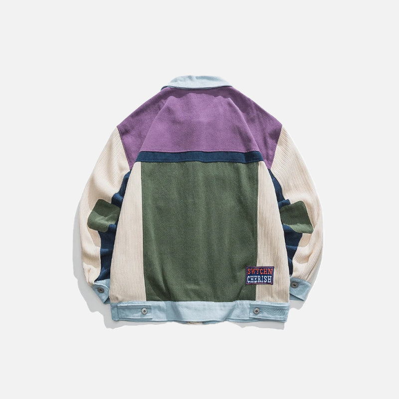 Colorful Patchwork Retro Varsity Jacket