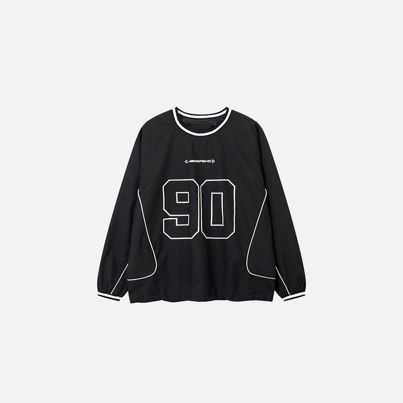 Front view of the black Sporty 90s Sweatshirt in a gray background