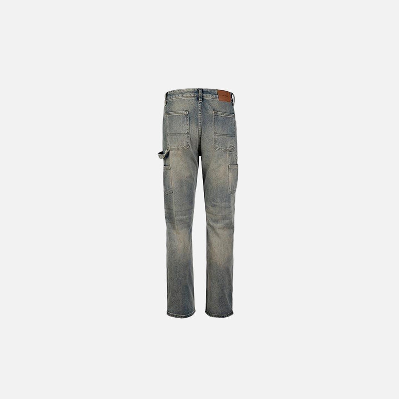 Vintage Washed Straight-Leg Denim Jeans