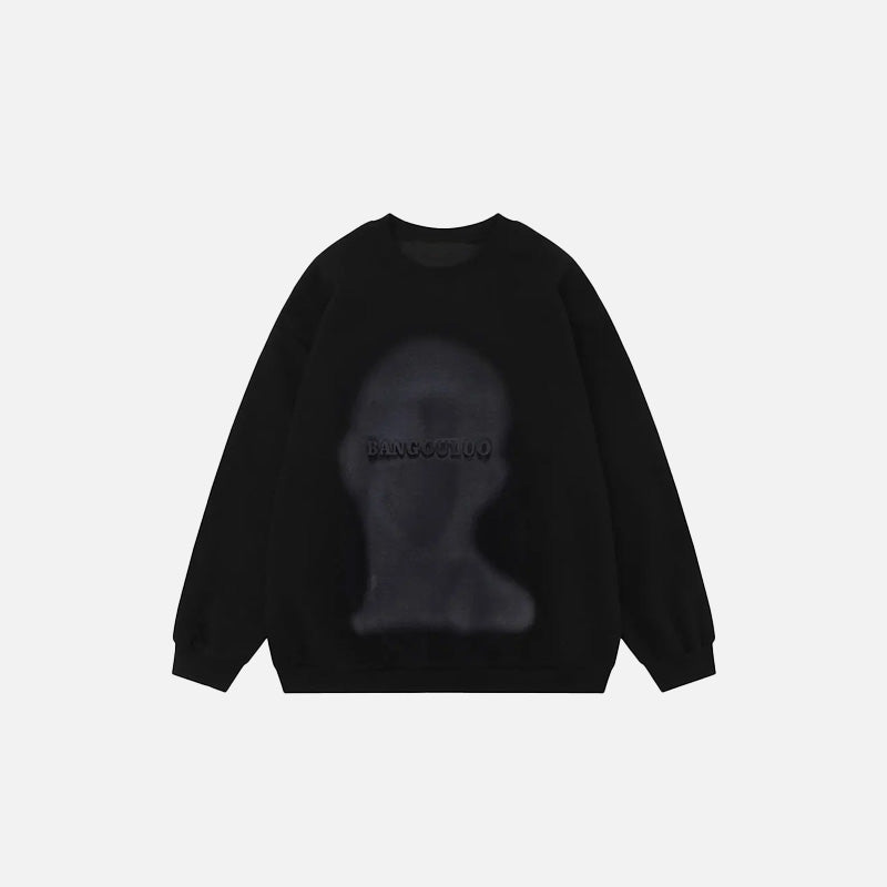Front view of the black Shadow Silhouette Sweatshirt in a gray background