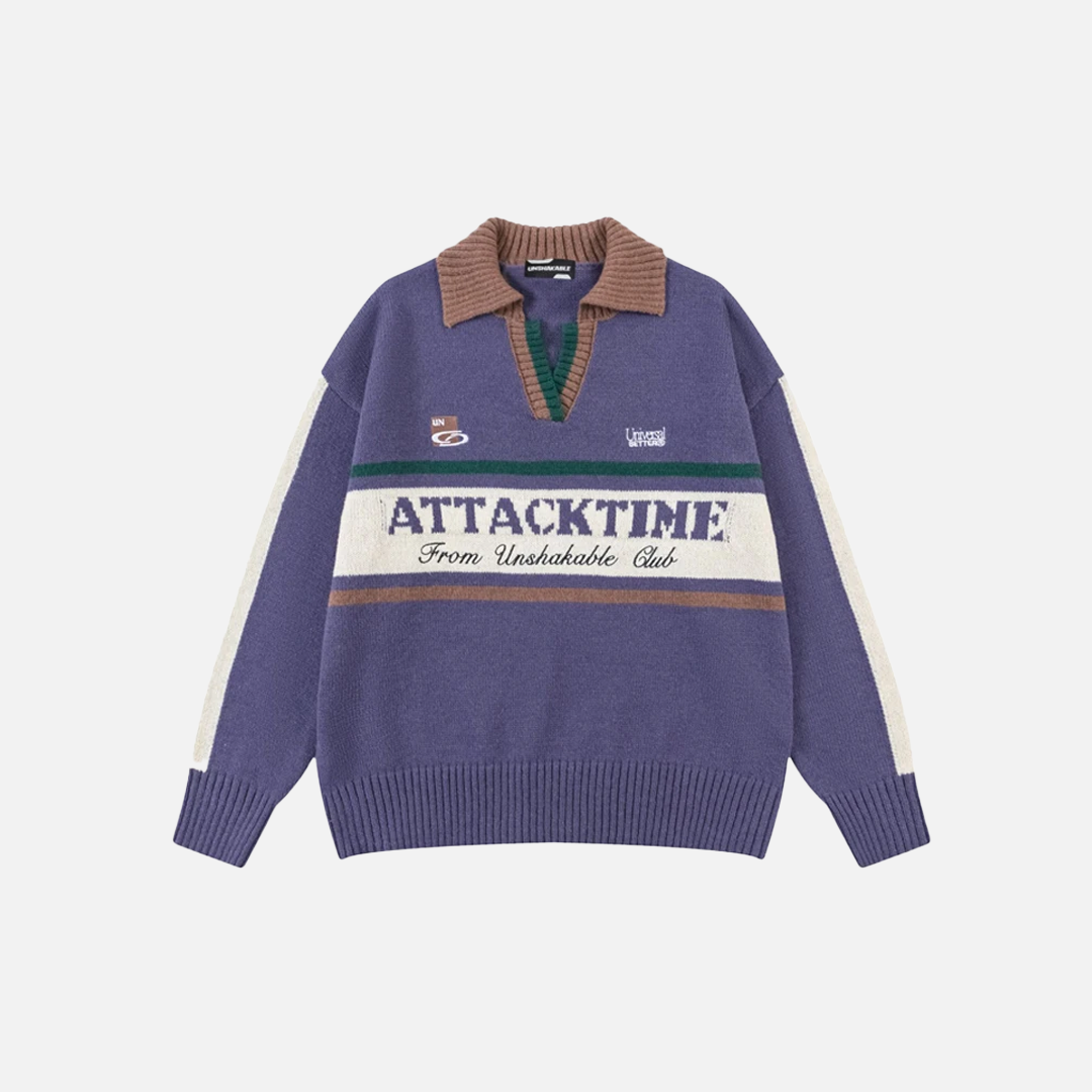 Colorful Patchwork Knit Sweater