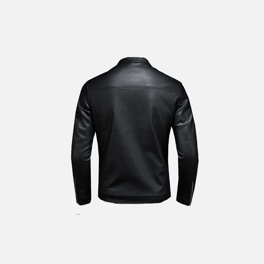 Slim Stand Collar Leather Jacket