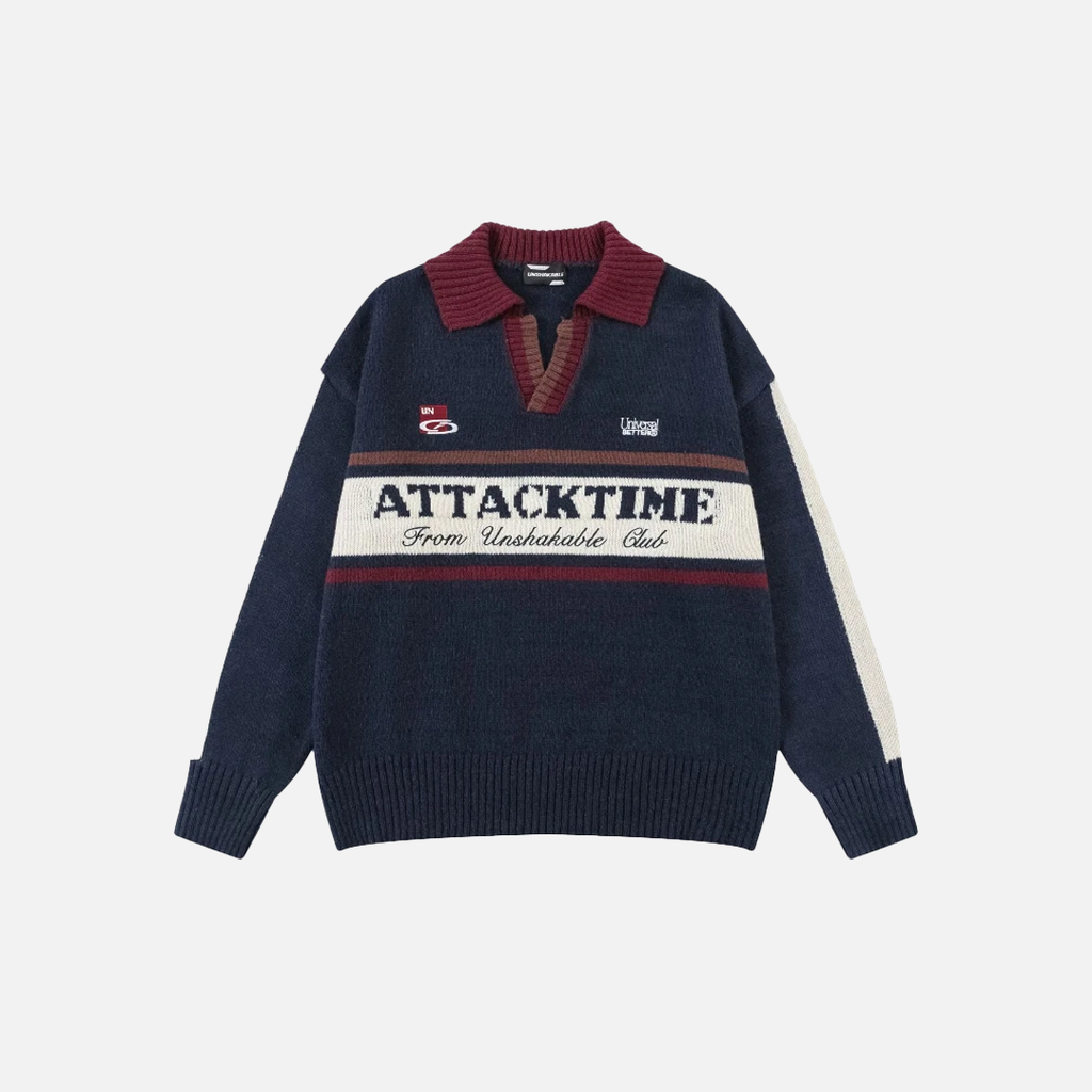 Colorful Patchwork Knit Sweater