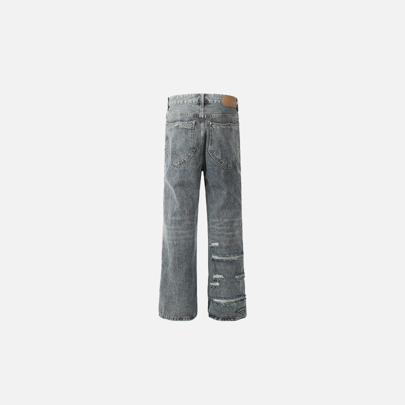 Distressed Button-Fly Denim Jeans