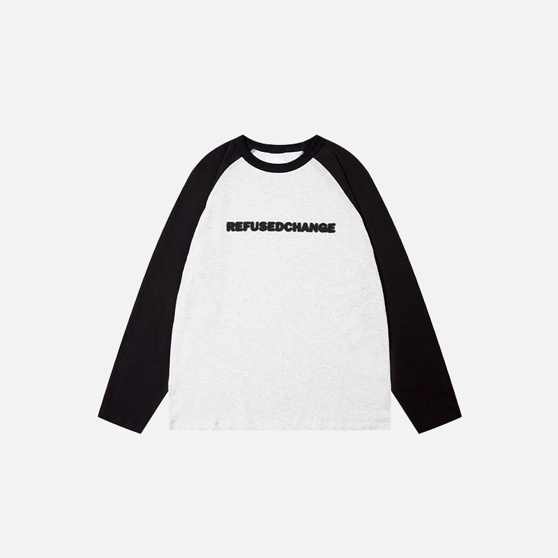 Front view of the white Refused Change Color Block Sweatshirt in a gray background