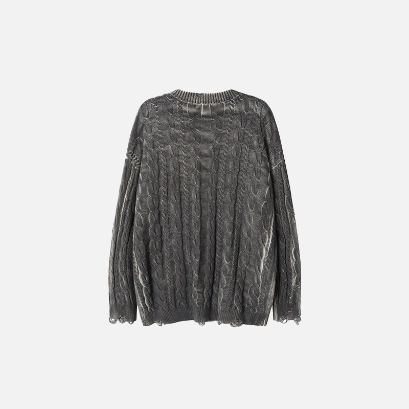 Distressed Cable Knit Sweater