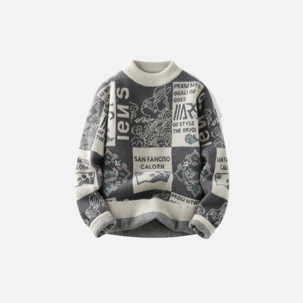 New Hip Hop Print Pullover Sweater
