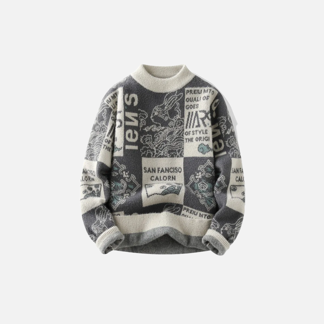 New Hip Hop Print Pullover Sweater
