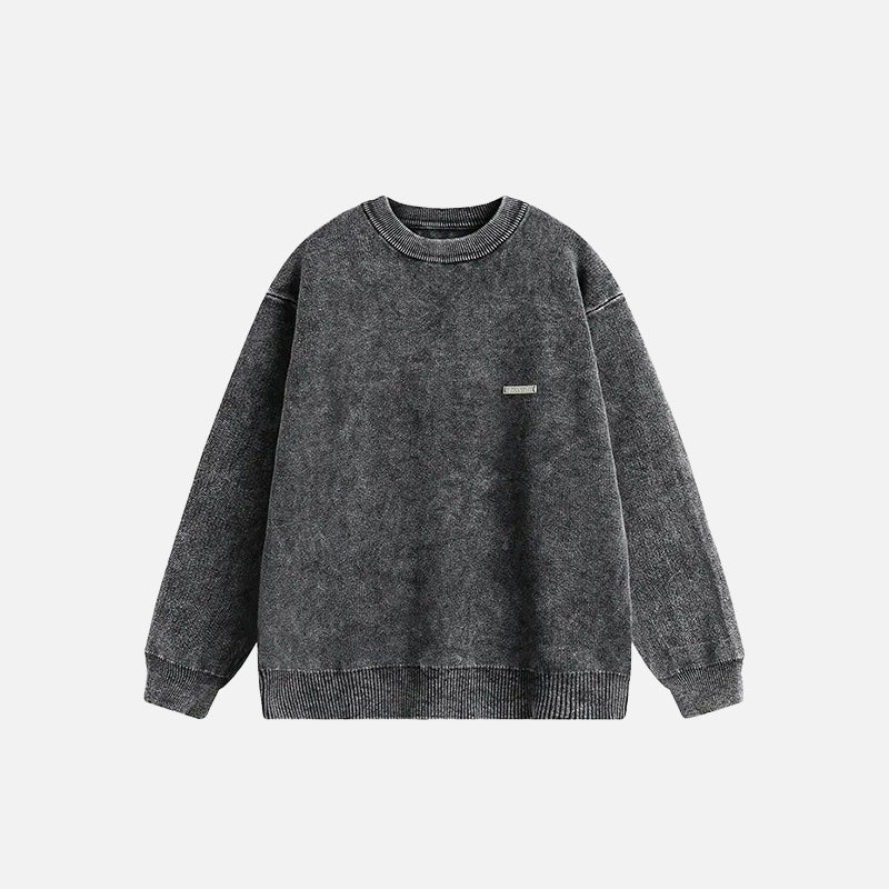 Patched Solid Color Sweatshirt