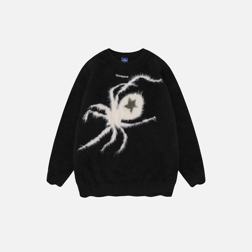 Black Spider Star Sweater Goth Punk Sweater