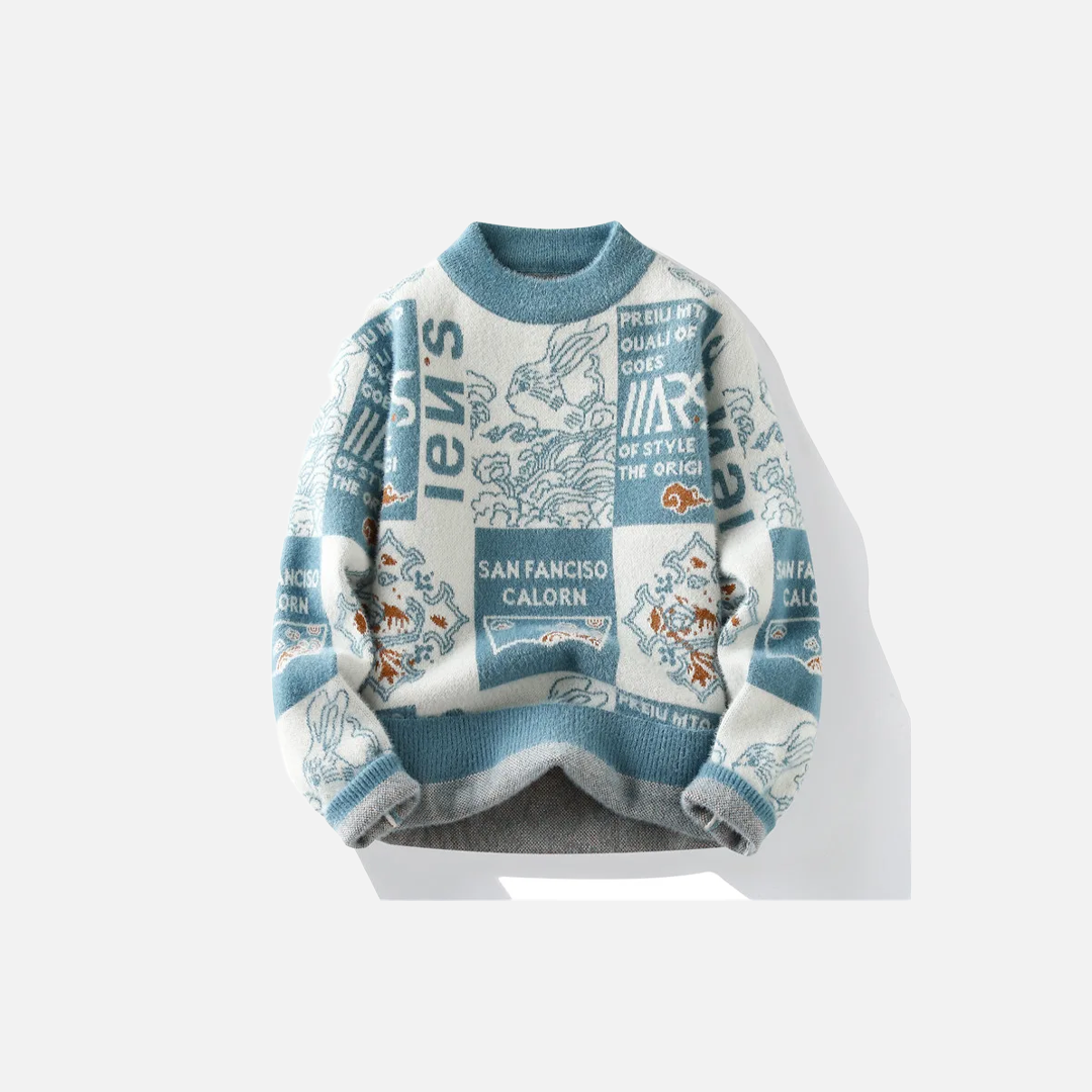 New Hip Hop Print Pullover Sweater