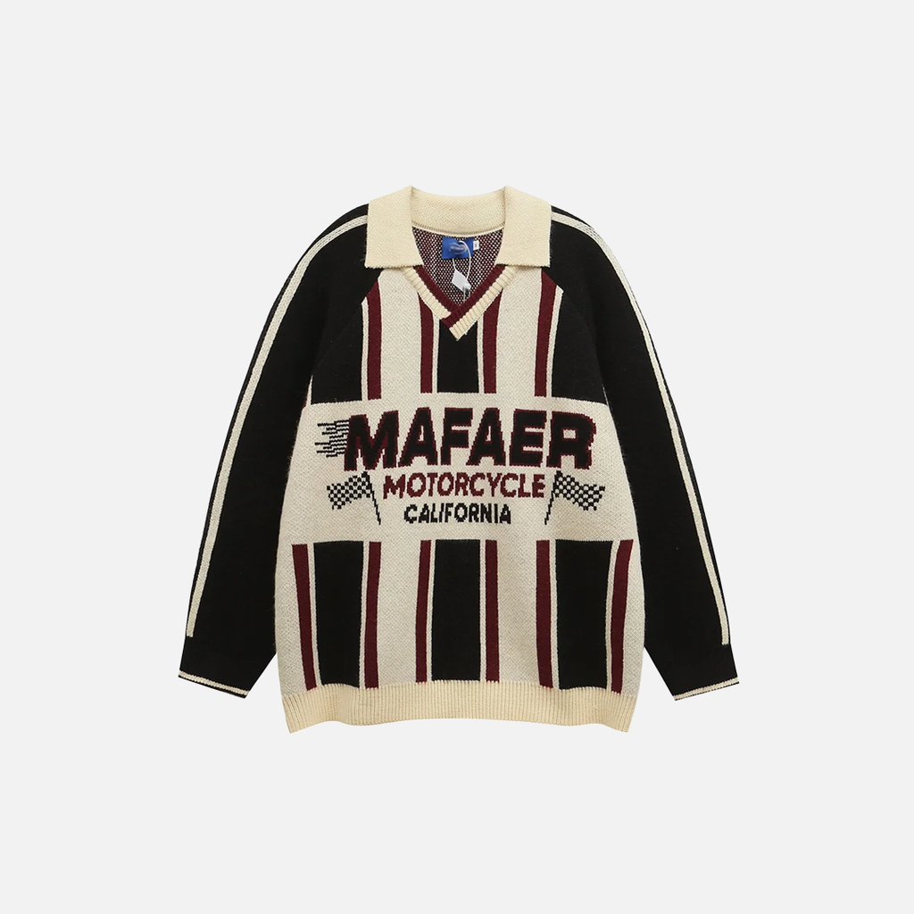 Retro Jacquard Knitted Mens Sweater