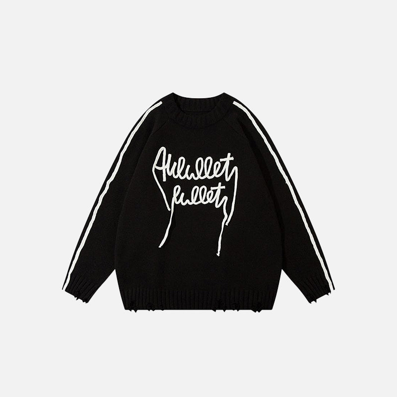 Letter Ripped Sweater