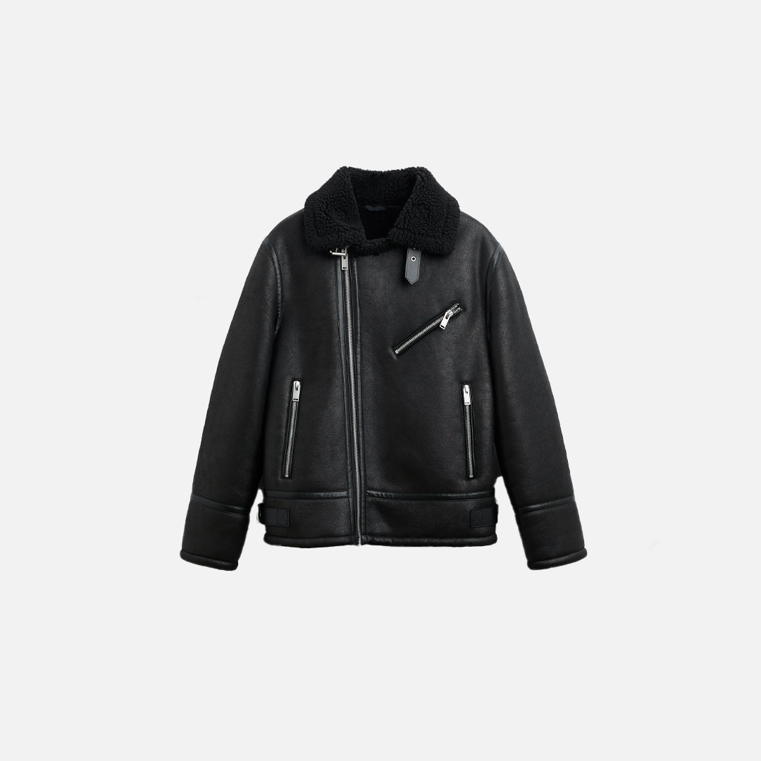 Warm Lapel Suede Motorcycle Jacket