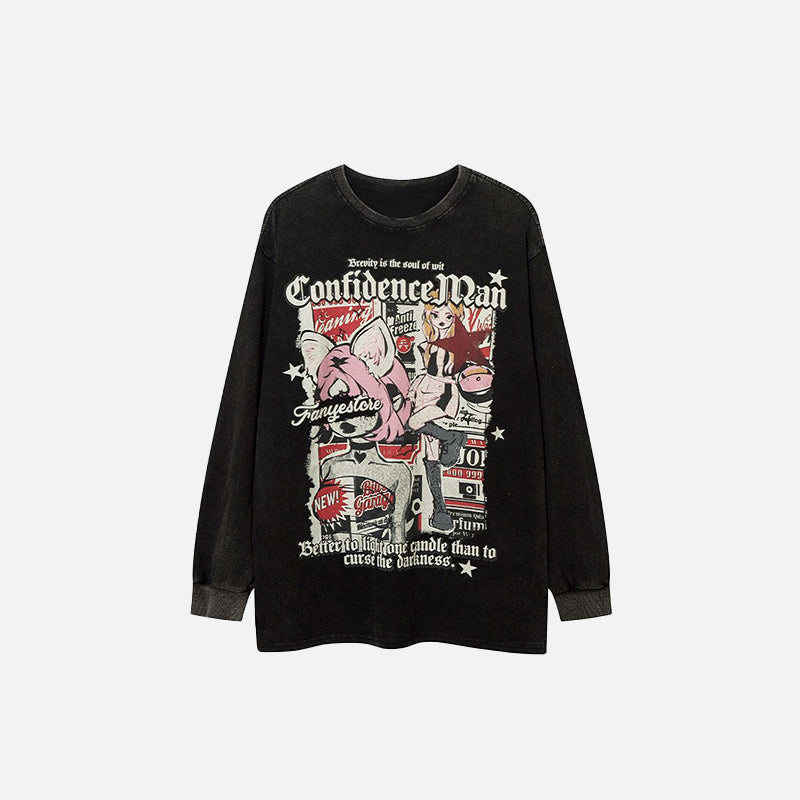 Vintage Cartoon Cats Oversized Sweatshirt