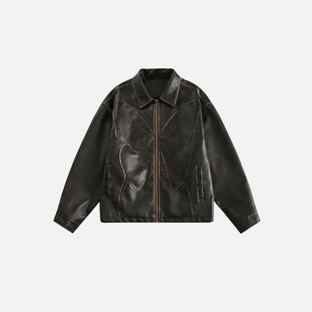 Handsome Distressed Patchwork Leather Jacket