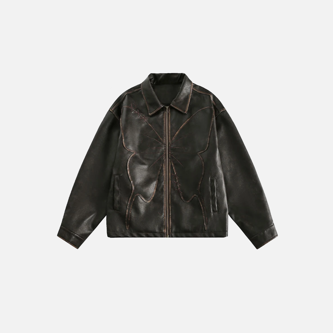 Handsome Distressed Patchwork Leather Jacket