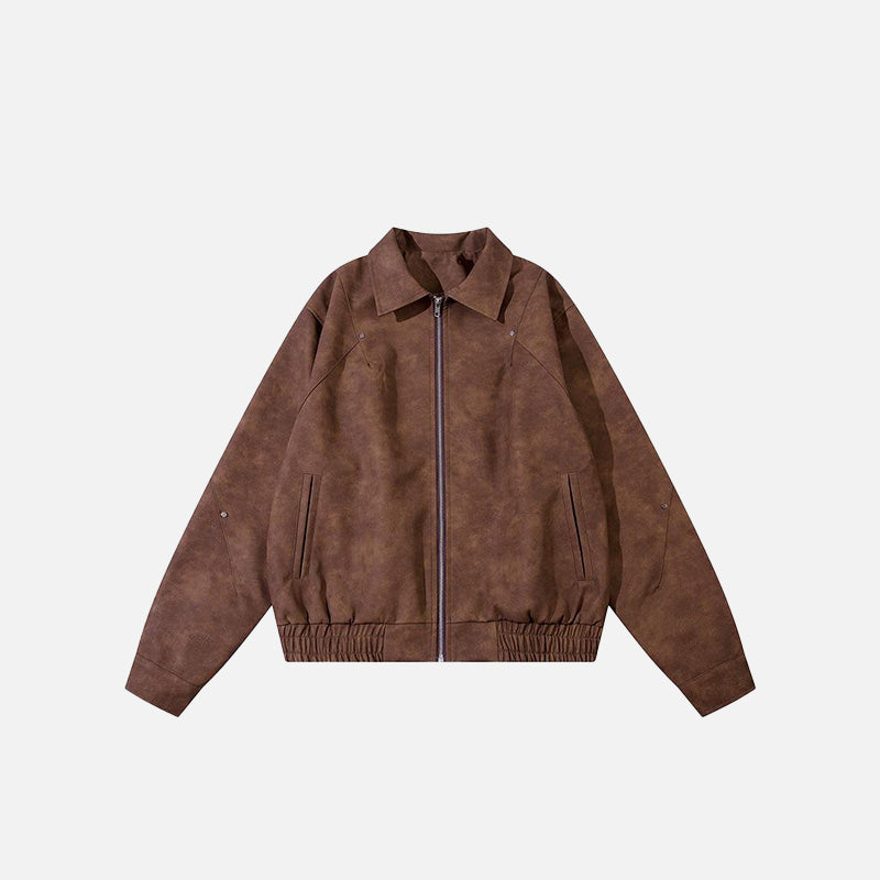 Retro Chic Washed Leather Jacket