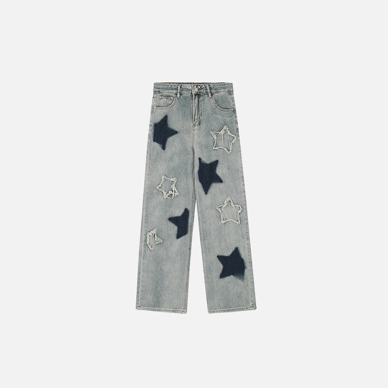 Star Embroidery Loose Jeans