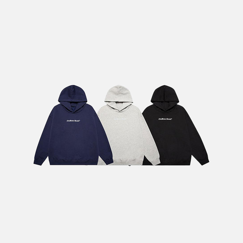 Solid Color Endless Road Hoodie