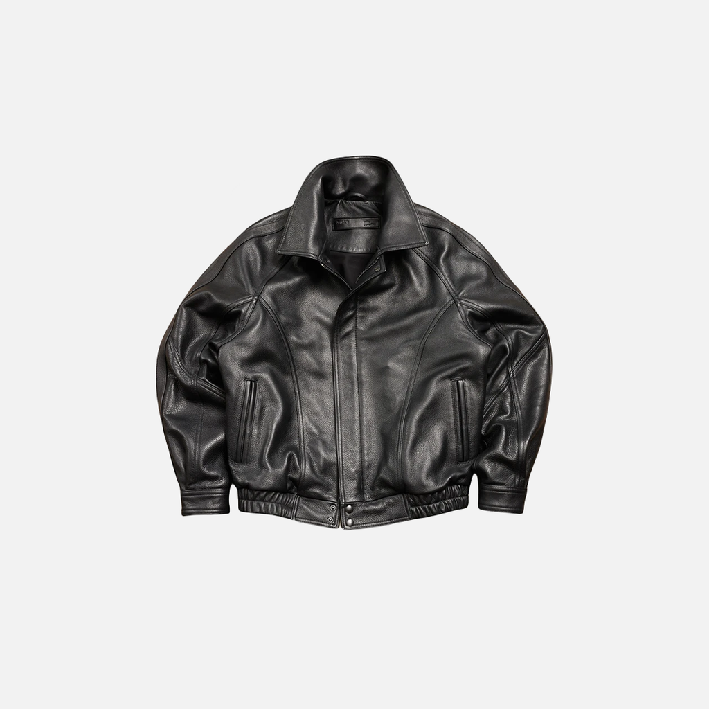 Luxury Black Leather Zipper Jacket Men