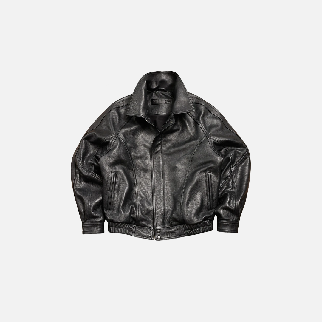 Luxury Black Leather Zipper Jacket Men