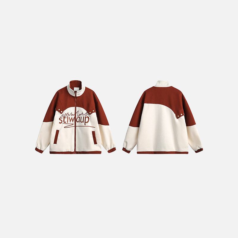 Flaming Stand Collar Varsity Jacket