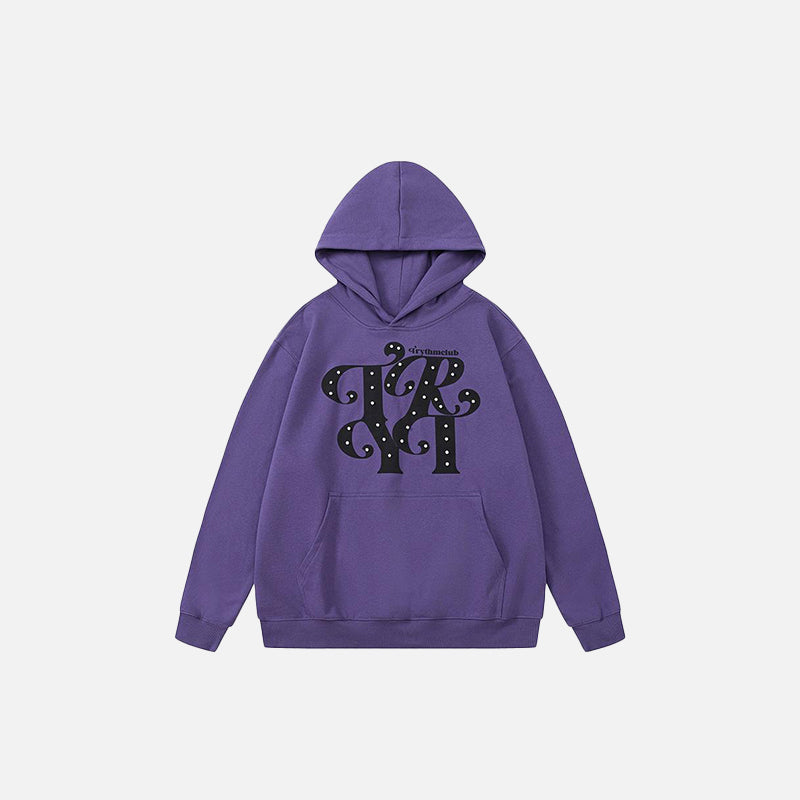 Loose Front Pocket Letter Print Hoodie