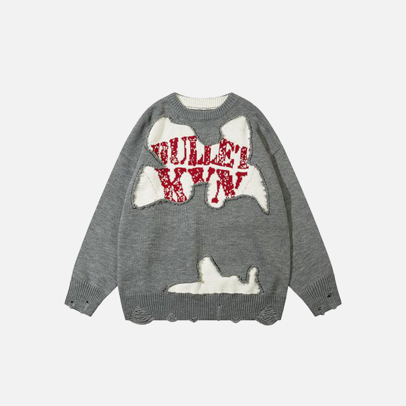 Letter Ripped Loose Sweater