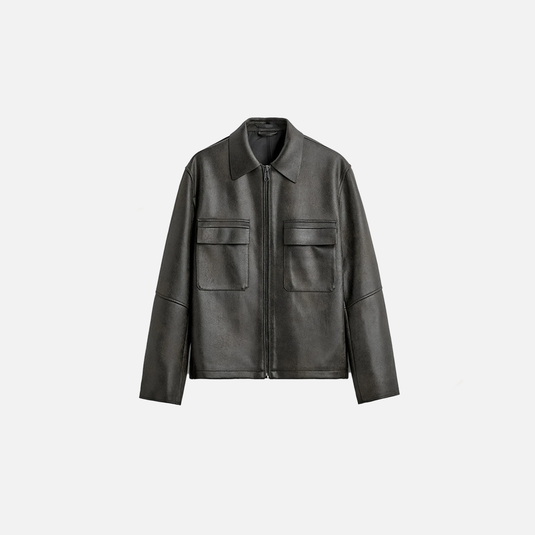 Black Slim Fit PU Leather Jacket