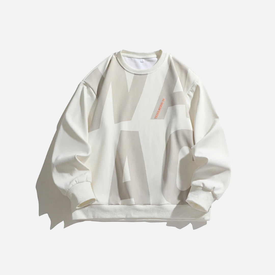 Front view of the white Abstract Motion Sweatshirt in a gray background