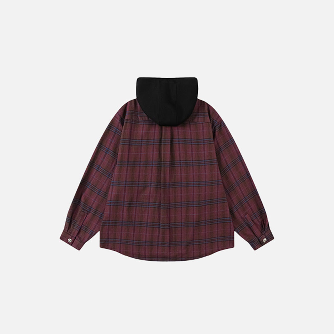 Plaid Front Pockets Hooded Jacket