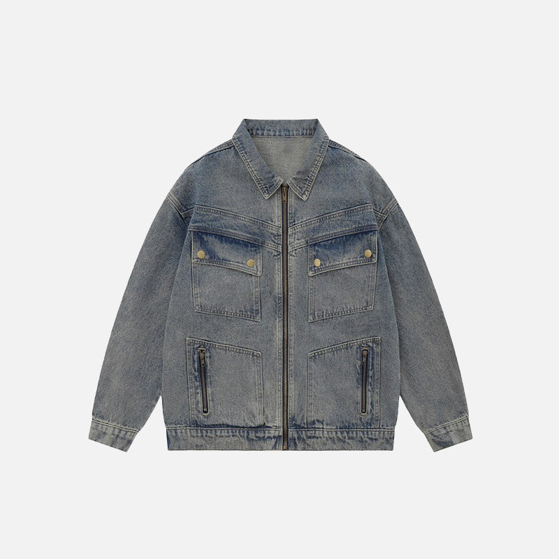 Oversized Washed Solid Denim Jacket