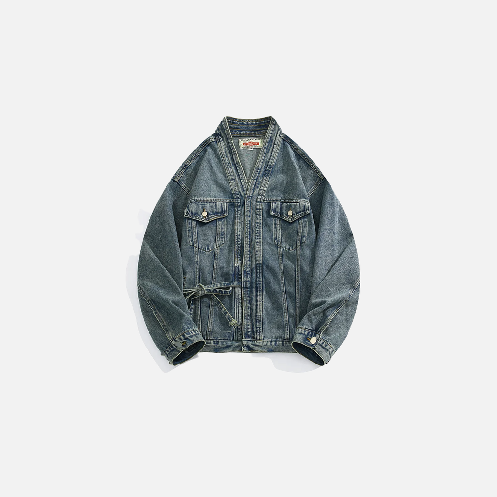 Chinese Style Lace-Up Denim Jacket