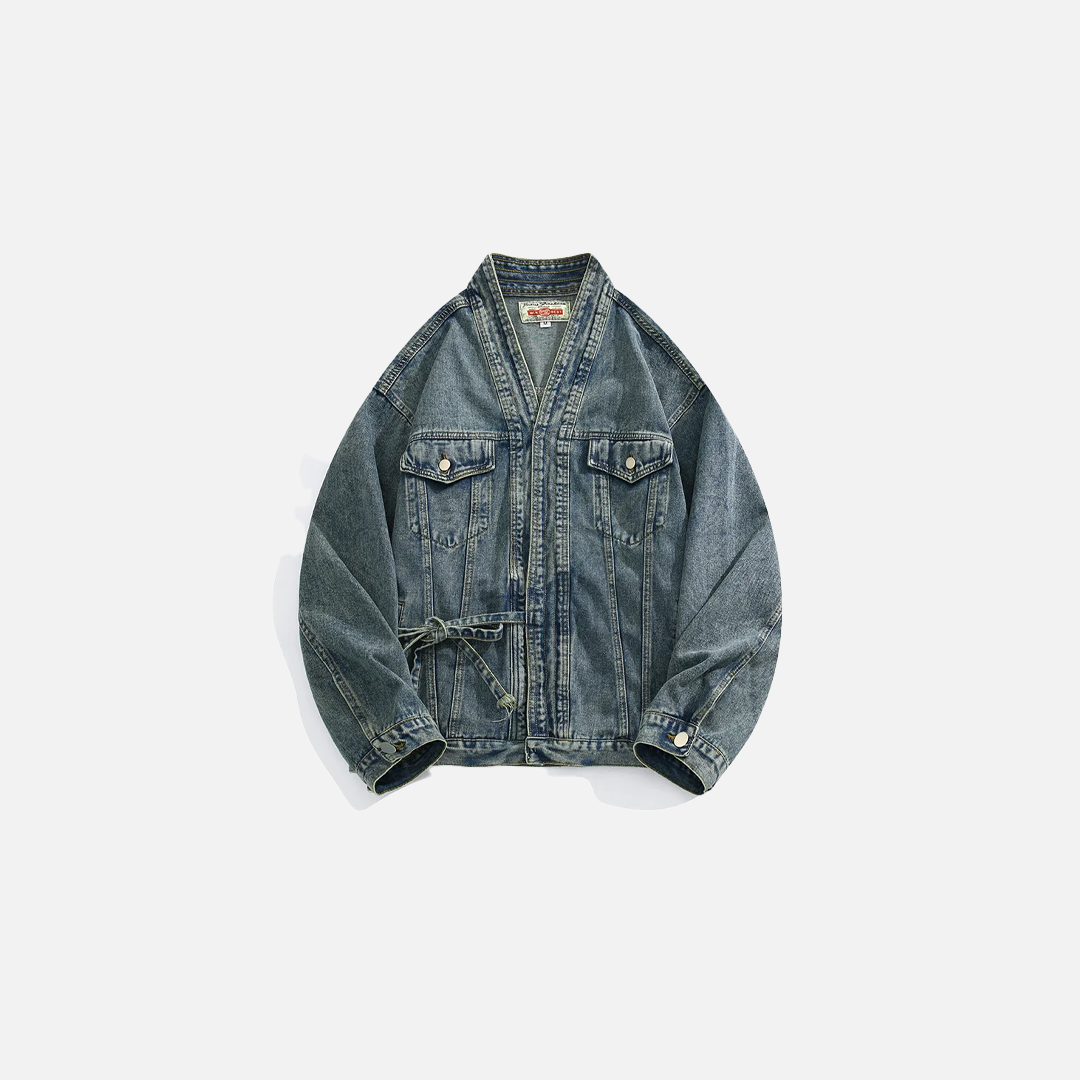 Chinese Style Lace-Up Denim Jacket