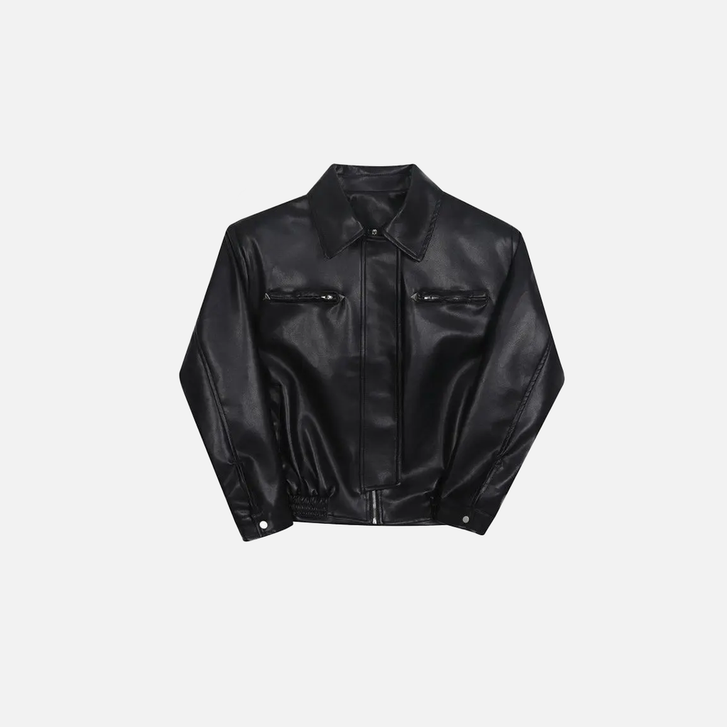 Stylish American Biker PU Zipper Leather Jacket