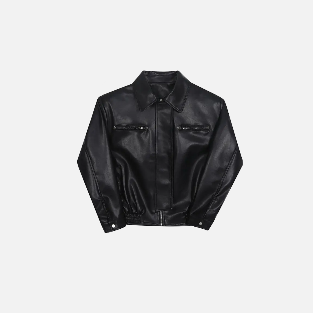 Stylish American Biker PU Zipper Leather Jacket