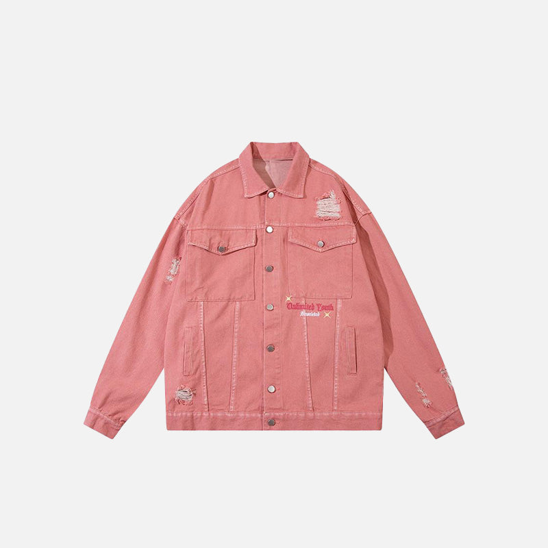Ripped Pink Denim Jacket