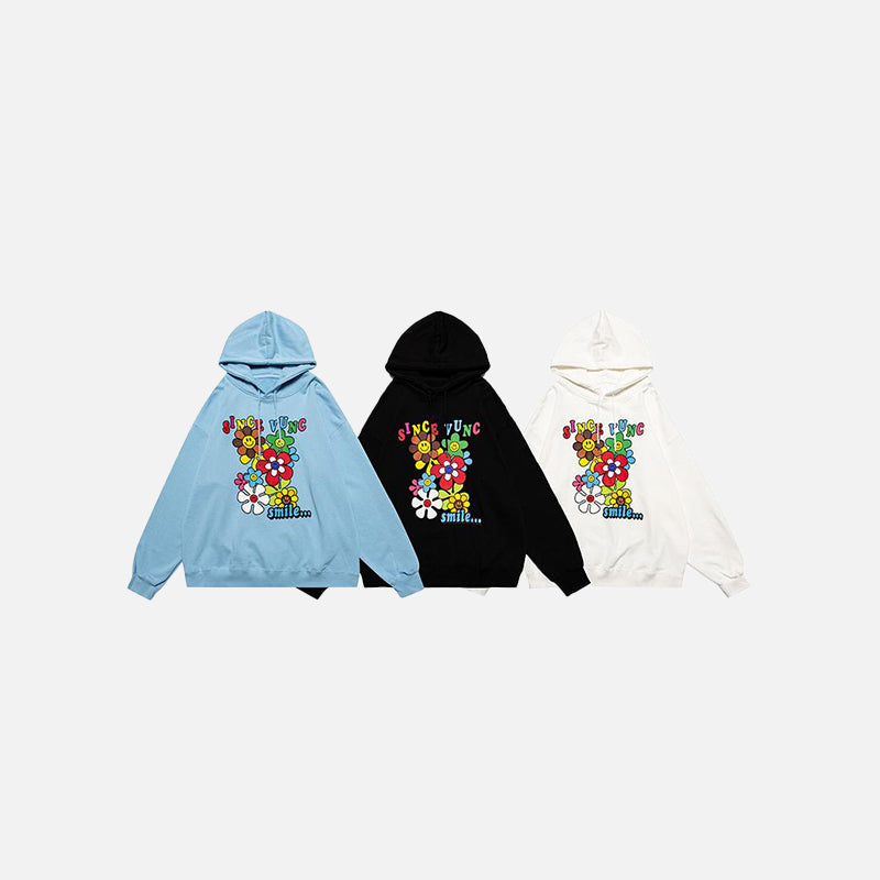 Smiley Sunflowers Retro Hoodie