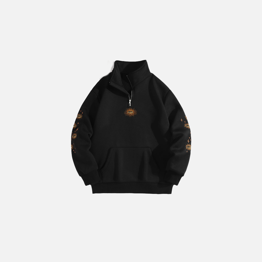 Cozy Star Pattern Fleece Quarter Sweatshirt