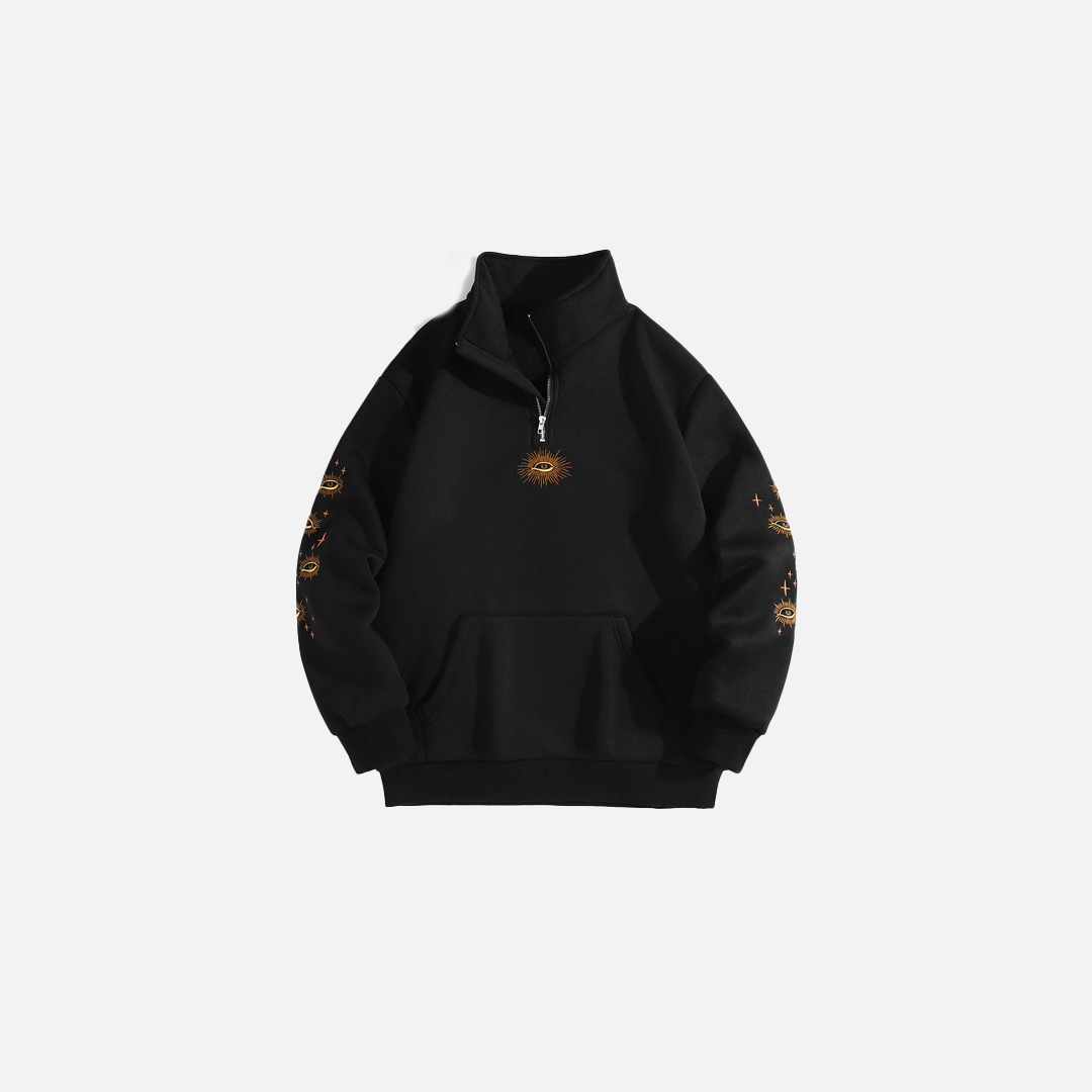 Cozy Star Pattern Fleece Quarter Sweatshirt