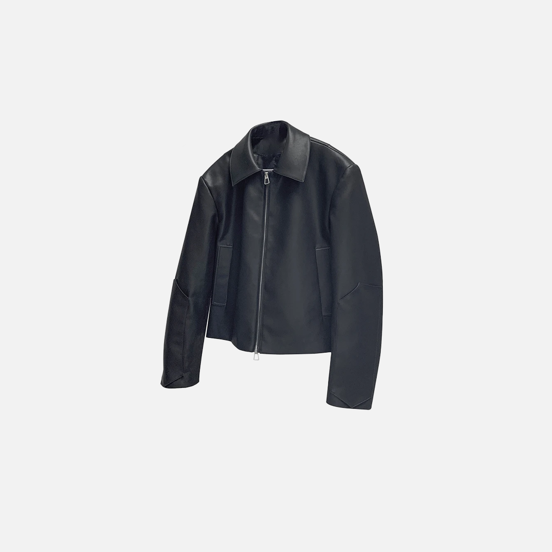 Black Lightweight PU Leather Jacket