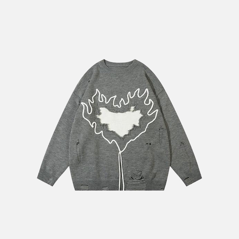 Fiery Heart Loose Knitted Sweater