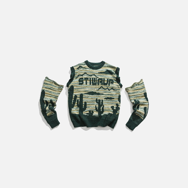 Women's Desert Waves Cactus Knit Sweater