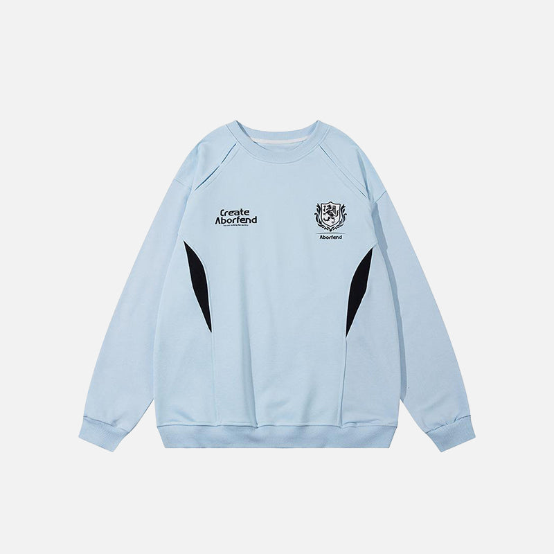 Oversized Color Block Patchwork Sweatshirt