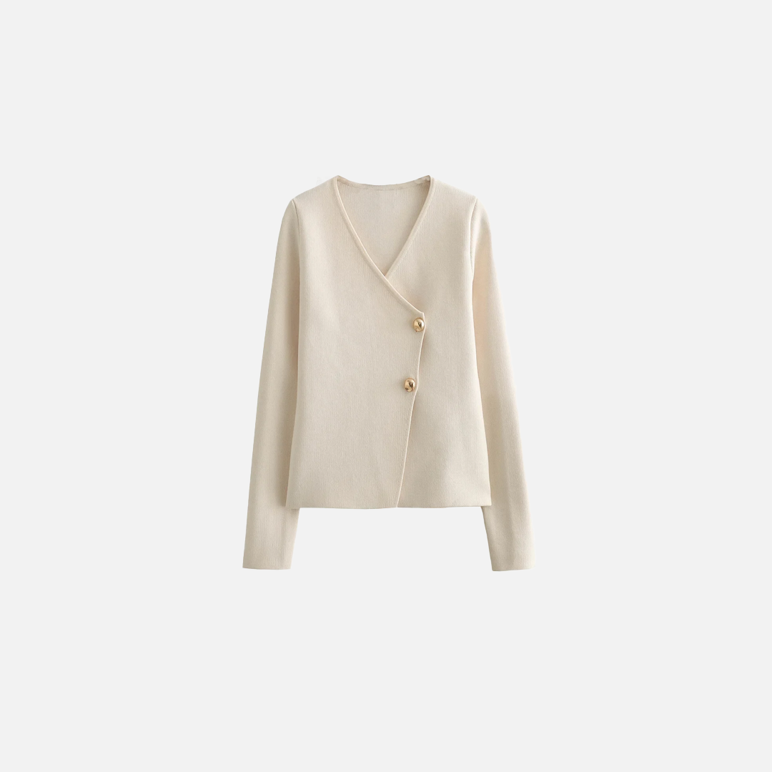 Elegant Ivory Knitted Women Cardigan