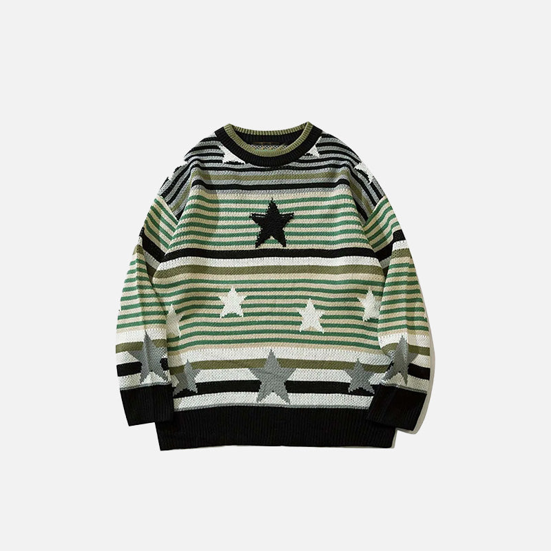 Vintage Striped Star Knitted Sweater