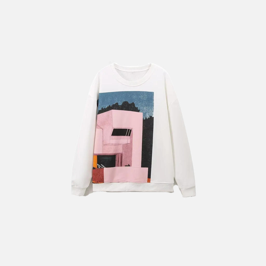 Cozy Oversized Printed Sweatshirt